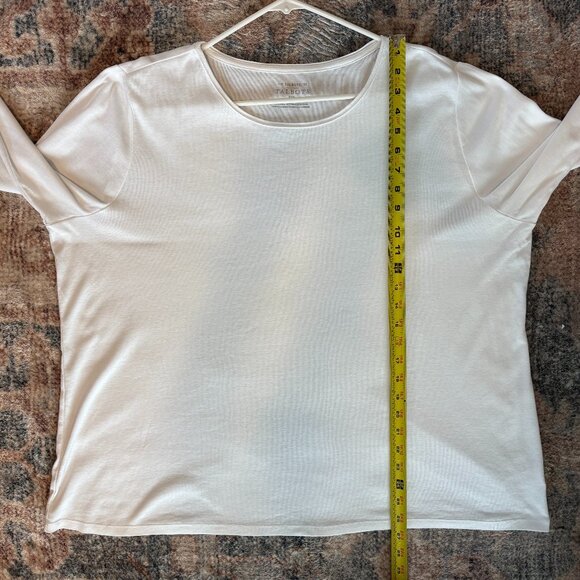Talbots Womens Plus Classic White L/S Pima Crewneck Tee Shirt Top 2X 2024 - Picture 9 of 10